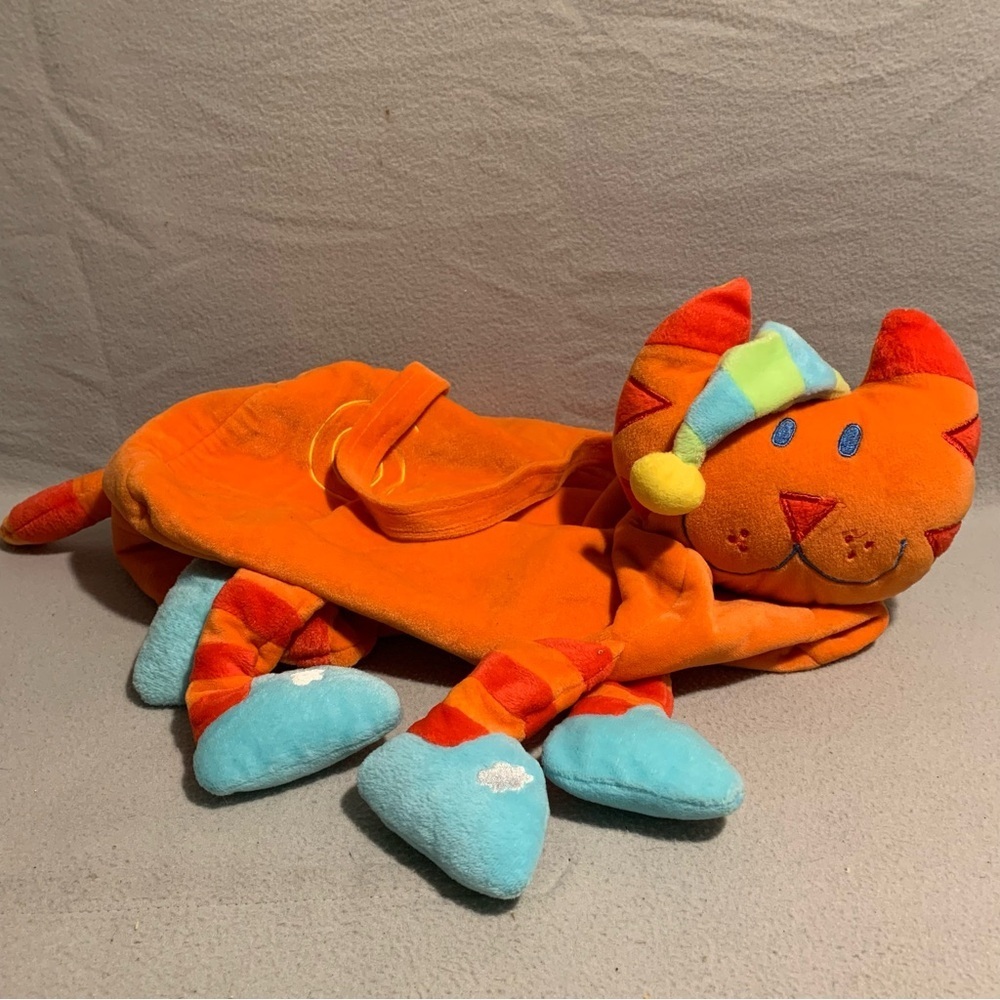 Sassafras Meow the Cat Kids Orange Plush Overnight Zipper Travel Bag